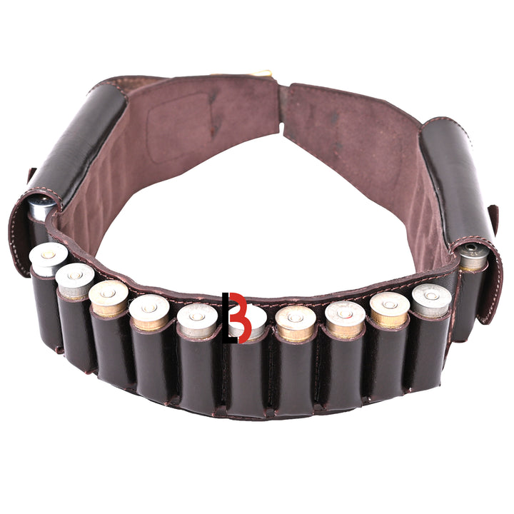 Cowhide Leather Shotshell Bandolier Belt Shotgun Shell Belt Ammunition Carrier - Leather Bond