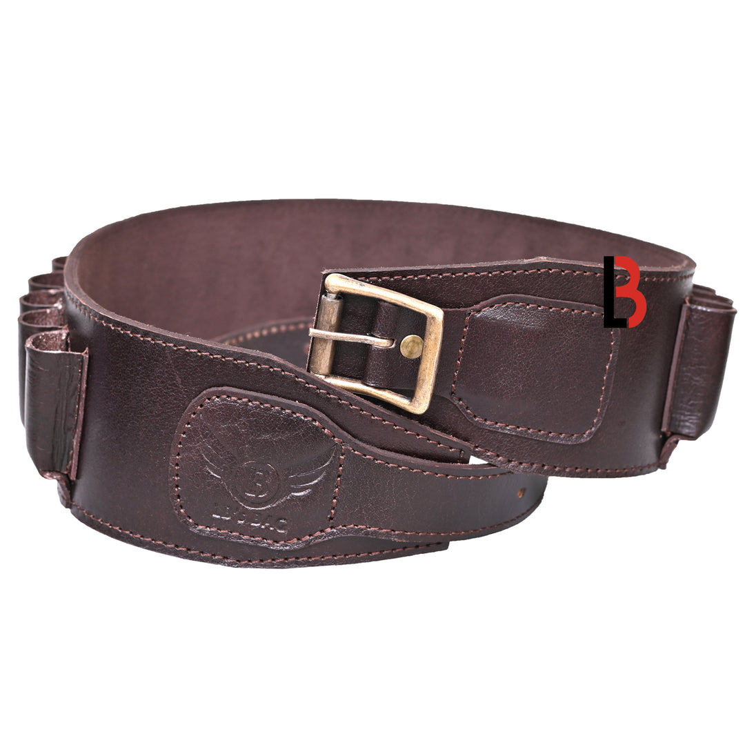 Cowhide Leather Shotshell Bandolier Belt Shotgun Shell Belt Ammunition Carrier - Leather Bond