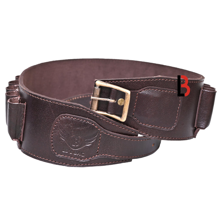 Cowhide Leather Shotshell Bandolier Belt Shotgun Shell Belt Ammunition Carrier - Leather Bond