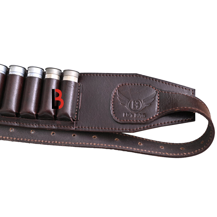 Cowhide Leather Shotshell Bandolier Belt Shotgun Shell Belt Ammunition Carrier - Leather Bond
