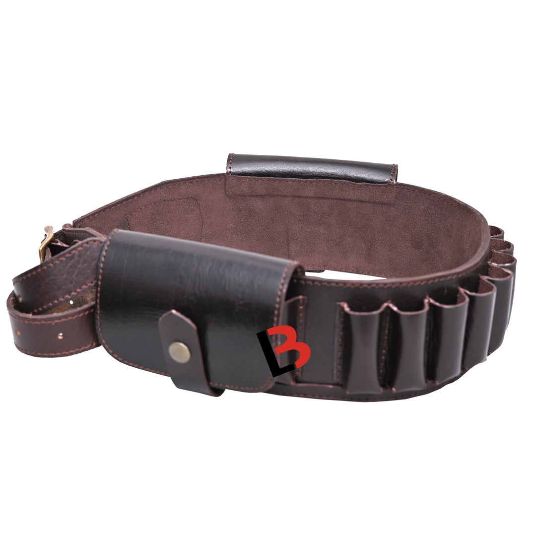 Cowhide Leather Shotshell Bandolier Belt Shotgun Shell Belt Ammunition Carrier - Leather Bond