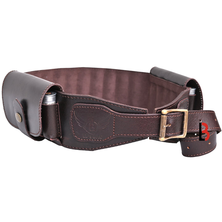 Cowhide Leather Shotshell Bandolier Belt Shotgun Shell Belt Ammunition Carrier - Leather Bond