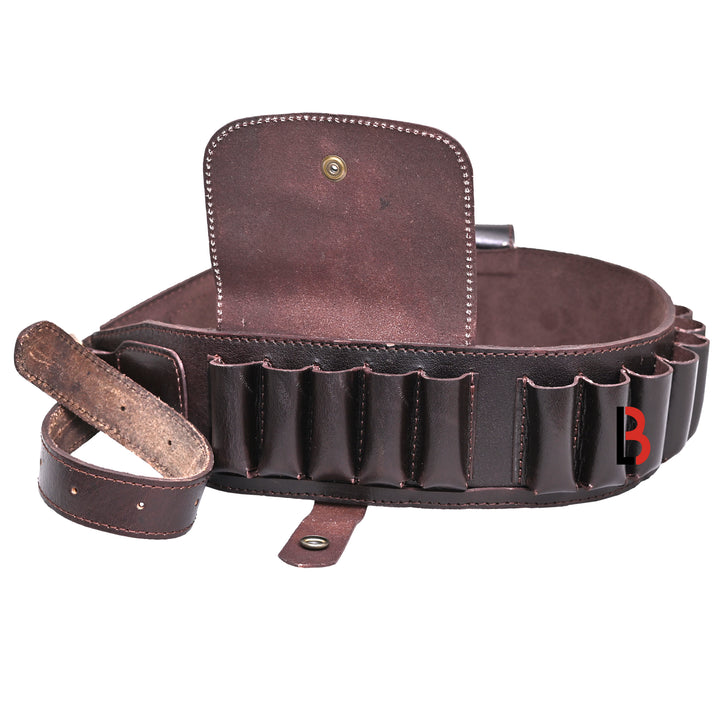 Cowhide Leather Shotshell Bandolier Belt Shotgun Shell Belt Ammunition Carrier - Leather Bond
