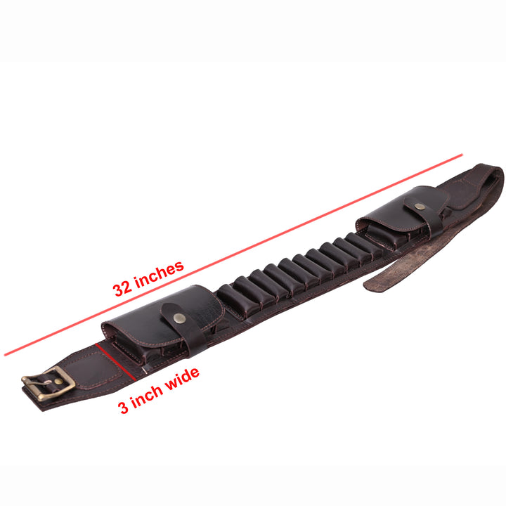 Cowhide Leather Shotshell Bandolier Belt Shotgun Shell Belt Ammunition Carrier - Leather Bond