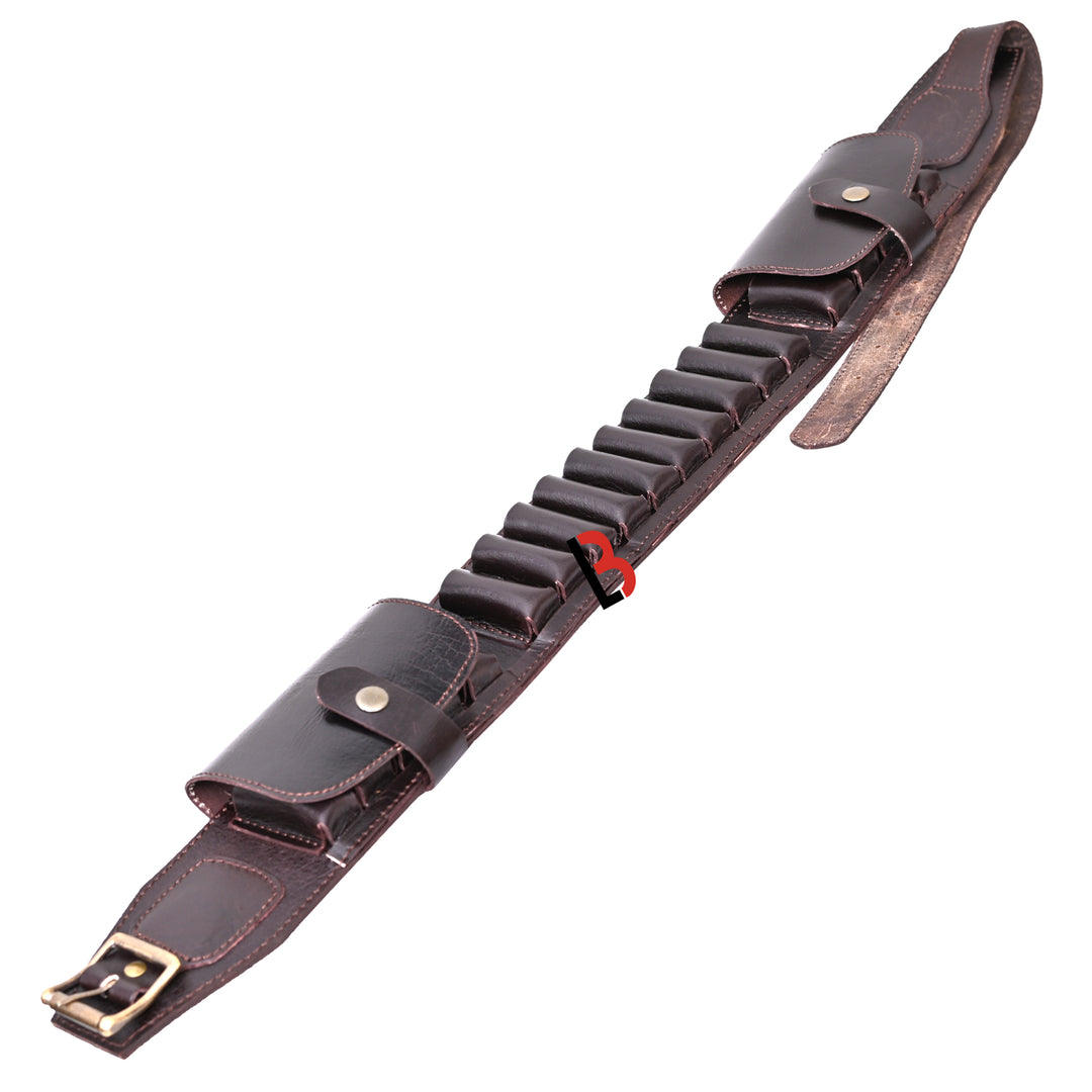 Cowhide Leather Shotshell Bandolier Belt Shotgun Shell Belt Ammunition Carrier - Leather Bond