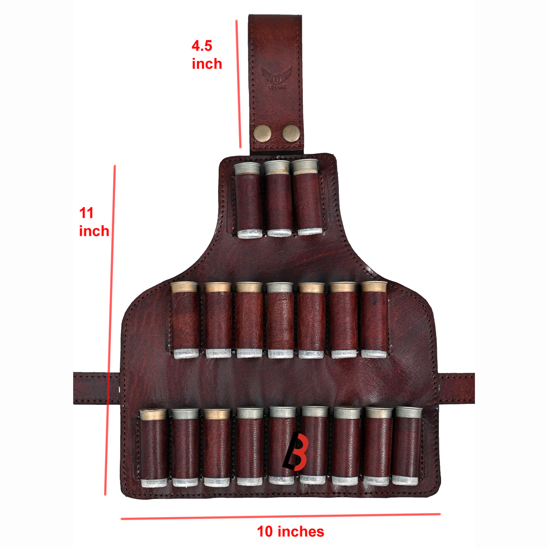 Cowhide Leather Cartridge Holder Leg Belt for 12, 16 & 12 Gauge Shells, Hunting - Leather Bond