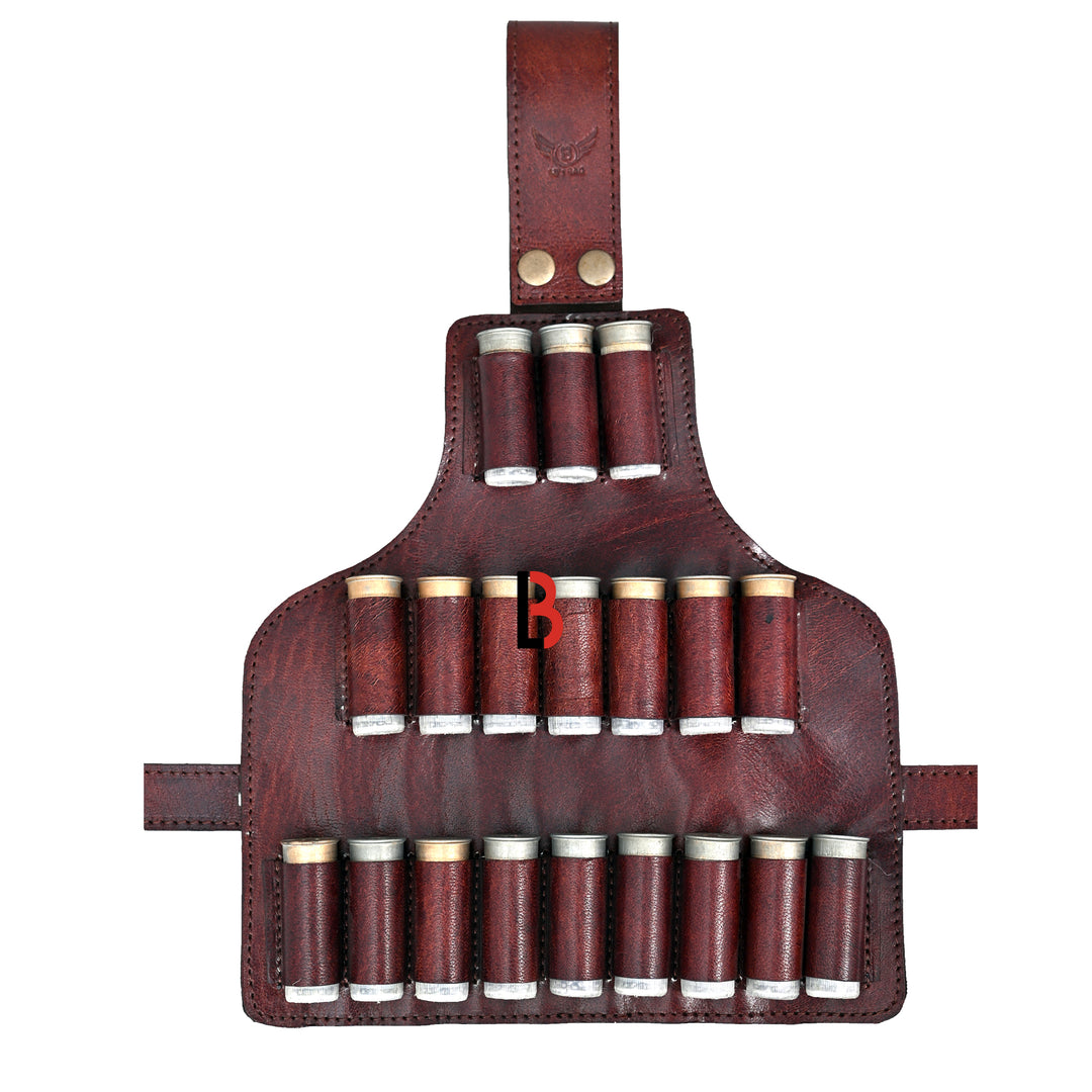 Cowhide Leather Cartridge Holder Leg Belt for 12, 16 & 12 Gauge Shells, Hunting - Leather Bond