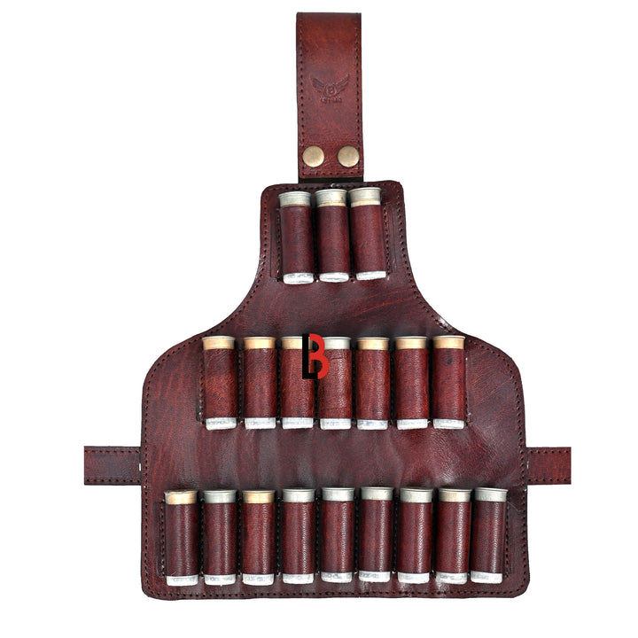 Cowhide Leather Cartridge Holder Leg Belt for 12, 16 & 12 Gauge Shells, Hunting - Leather Bond