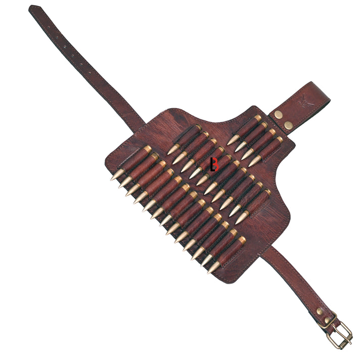 Cowhide Leather Leg Cartridge Belt for Rifle Shells, Hunting Cartridge Holder - Leather Bond