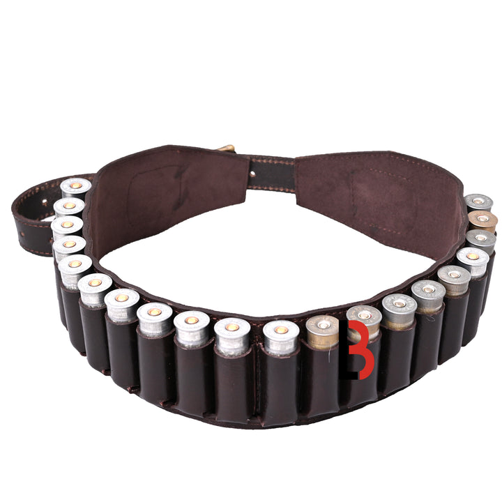 Cowhide Leather Shotshell Bandolier Belt Shotgun Shell Belt Ammunition Carrier - Leather Bond