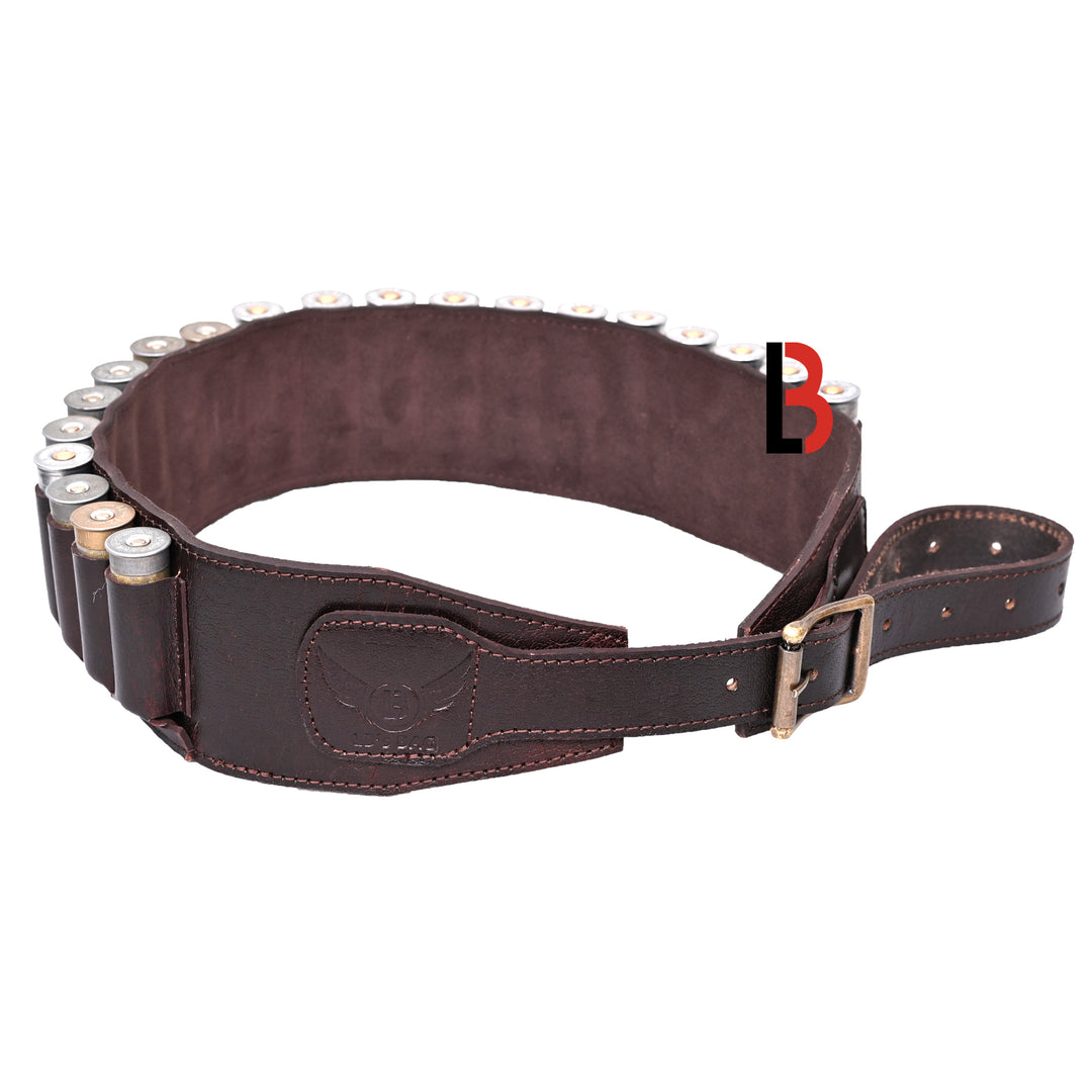 Cowhide Leather Shotshell Bandolier Belt Shotgun Shell Belt Ammunition Carrier - Leather Bond