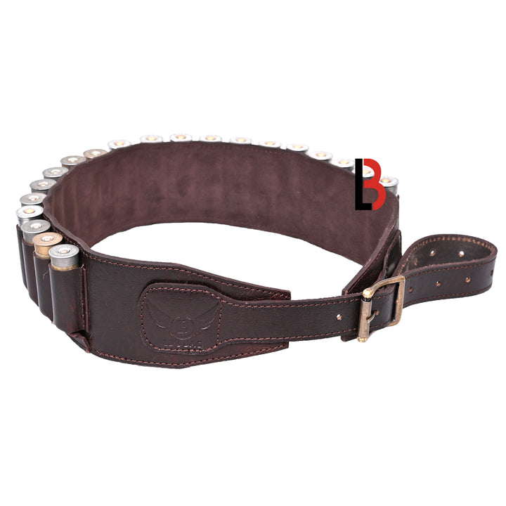 Cowhide Leather Shotshell Bandolier Belt Shotgun Shell Belt Ammunition Carrier - Leather Bond