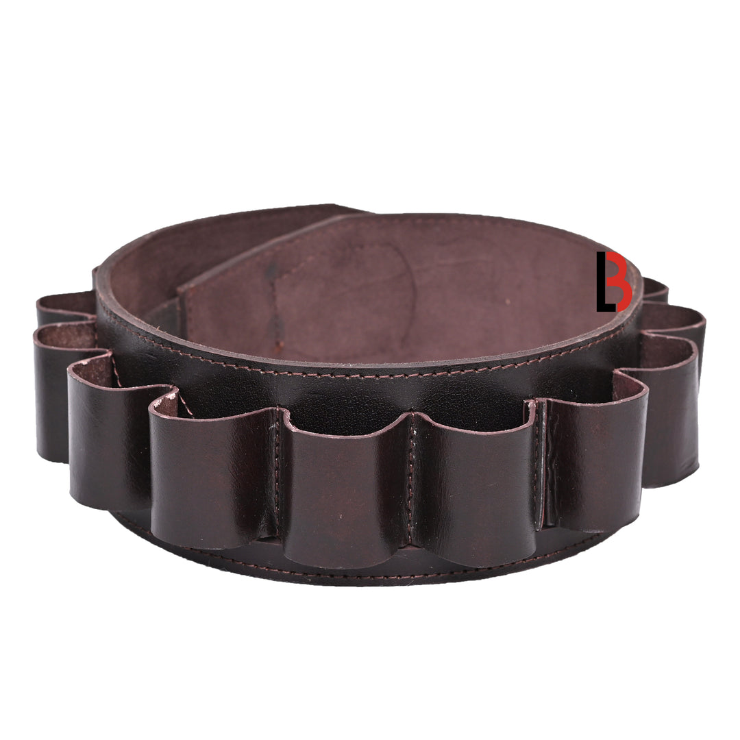 Double Barreled Shotgun Shotshell Bandolier Belt Shell Belt Ammunition Carrier - Leather Bond