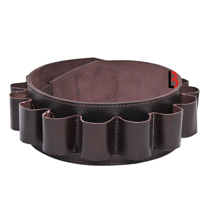 Double Barreled Shotgun Shotshell Bandolier Belt Shell Belt Ammunition Carrier - Leather Bond