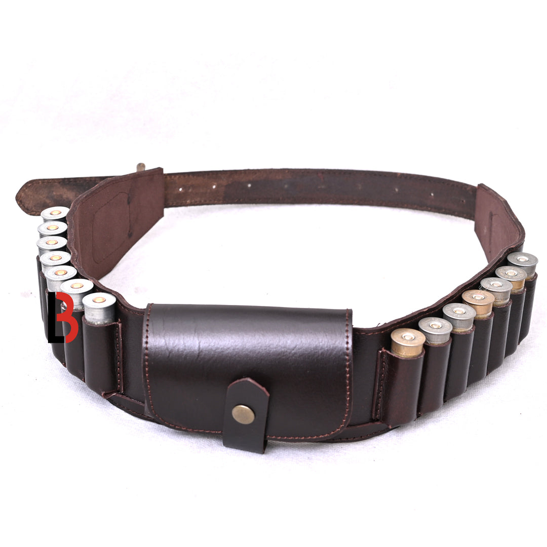 Cowhide Leather Shotshell Bandolier Belt Shotgun Shell Belt Ammunition Carrier - Leather Bond