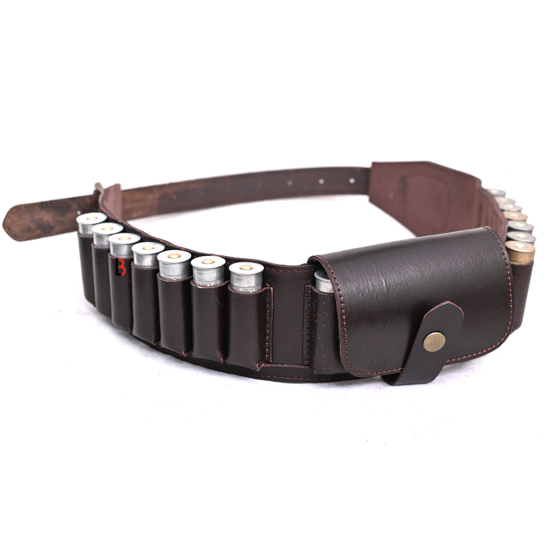 Cowhide Leather Shotshell Bandolier Belt Shotgun Shell Belt Ammunition Carrier - Leather Bond