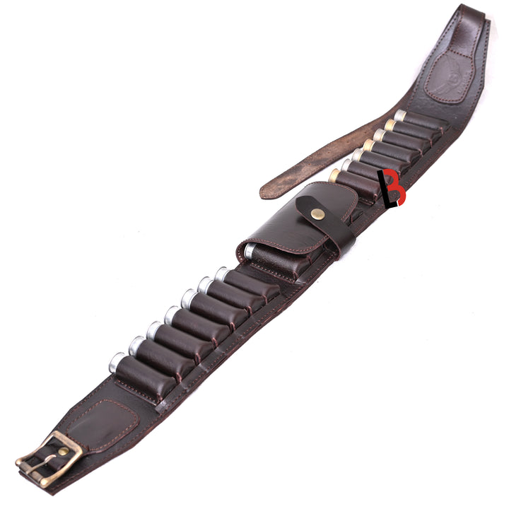 Cowhide Leather Shotshell Bandolier Belt Shotgun Shell Belt Ammunition Carrier - Leather Bond