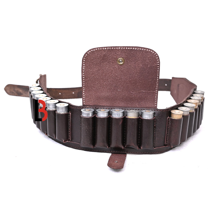 Cowhide Leather Shotshell Bandolier Belt Shotgun Shell Belt Ammunition Carrier - Leather Bond