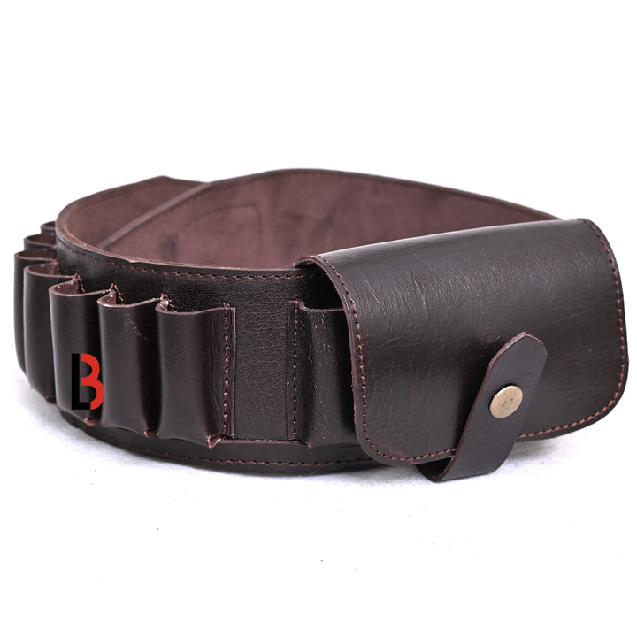 Cowhide Leather Shotshell Bandolier Belt Shotgun Shell Belt Ammunition Carrier - Leather Bond