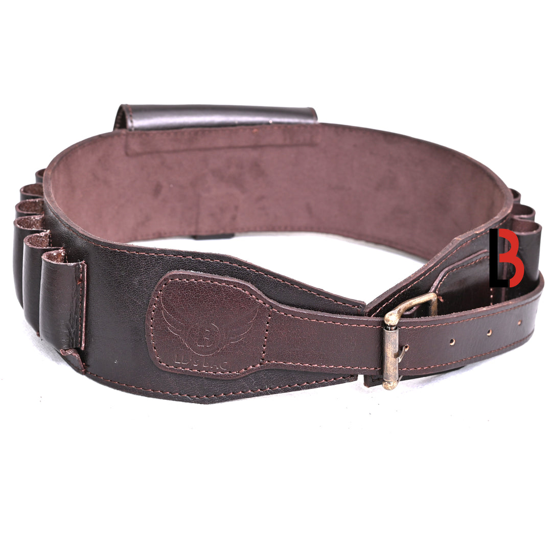 Cowhide Leather Shotshell Bandolier Belt Shotgun Shell Belt Ammunition Carrier - Leather Bond