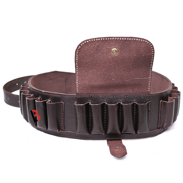 Cowhide Leather Shotshell Bandolier Belt Shotgun Shell Belt Ammunition Carrier - Leather Bond