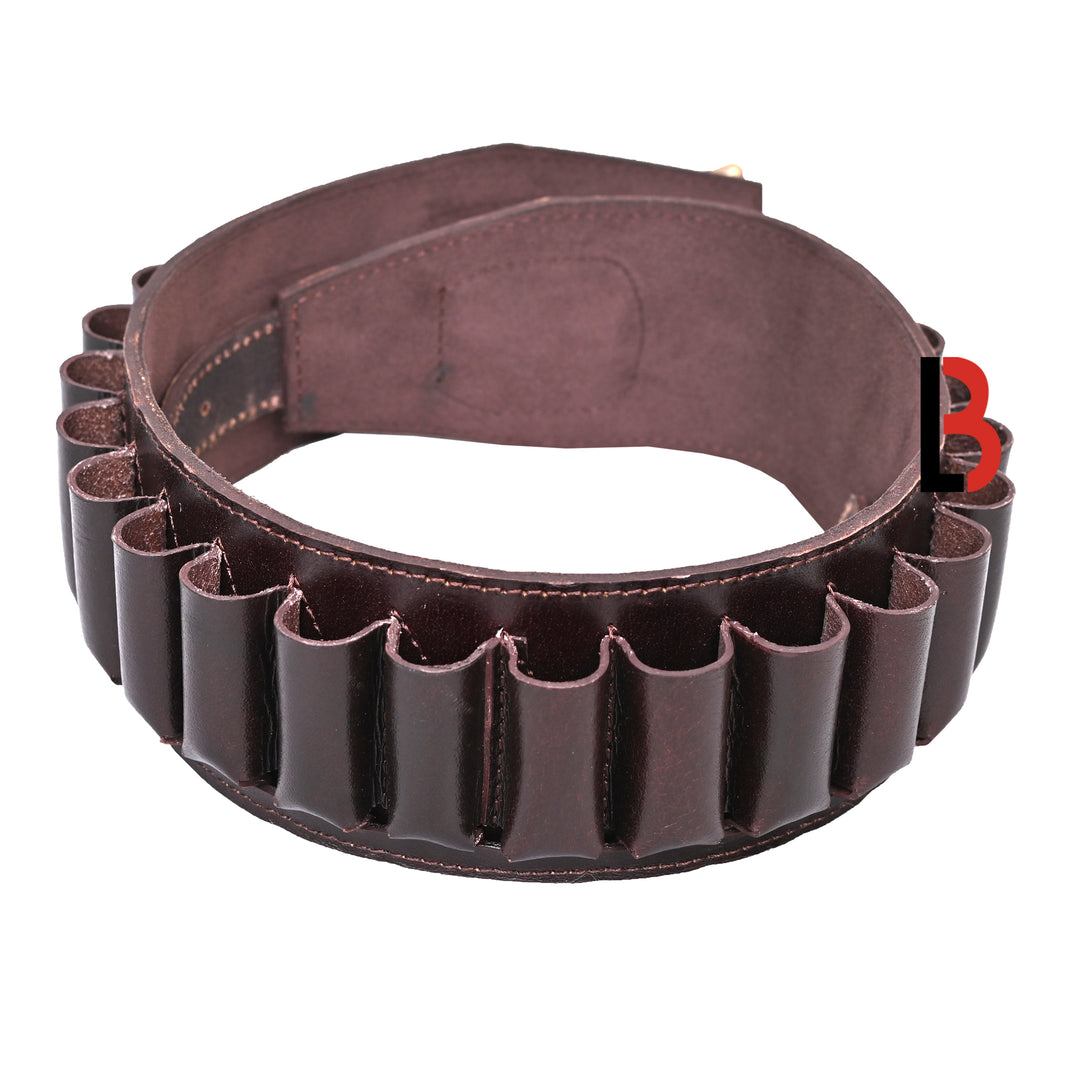 Cowhide Leather Shotshell Bandolier Belt Shotgun Shell Belt Ammunition Carrier - Leather Bond