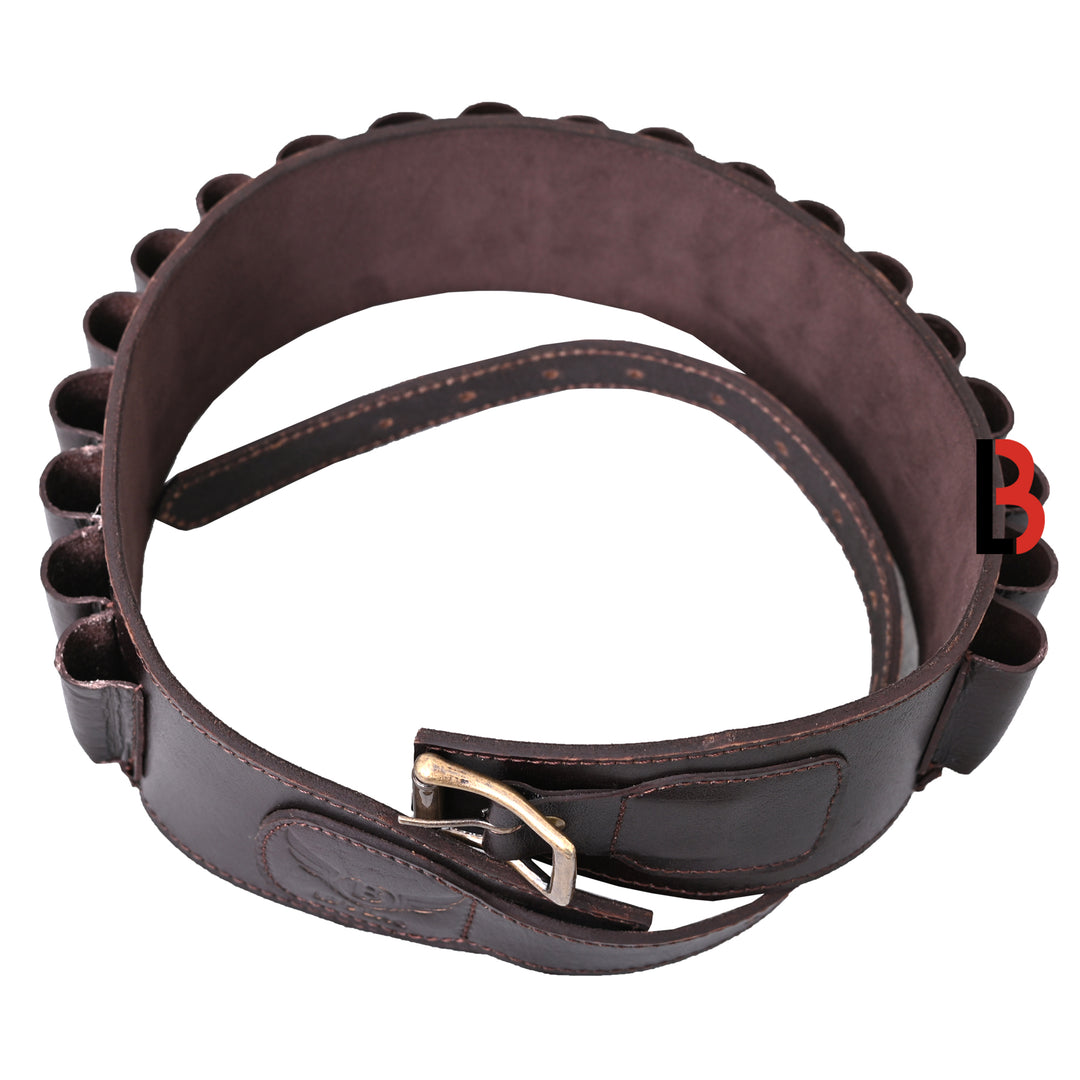 Cowhide Leather Shotshell Bandolier Belt Shotgun Shell Belt Ammunition Carrier - Leather Bond