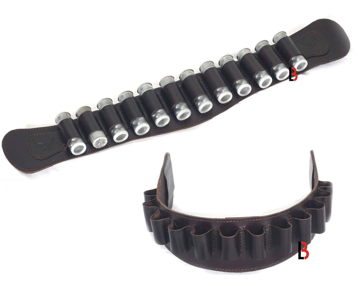 Cowhide Leather Shotgun Shotshell Reload Holder with Belt Loop 12 Gauge Shells - Leather Bond