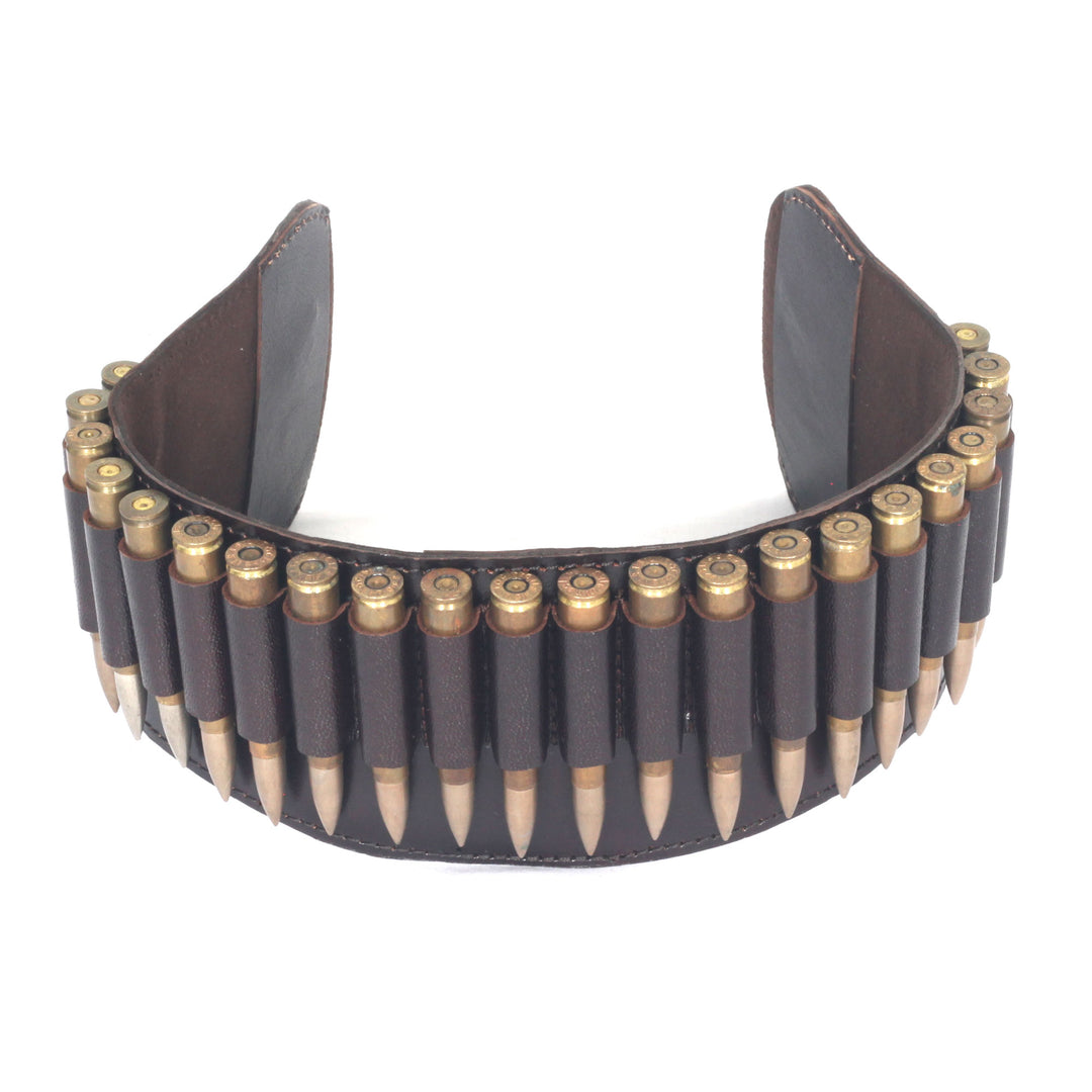 Cowhide Leather Rifle Cartridge Reload Holder, Belt Loop, 22 Loops Rifle Shells - Leather Bond