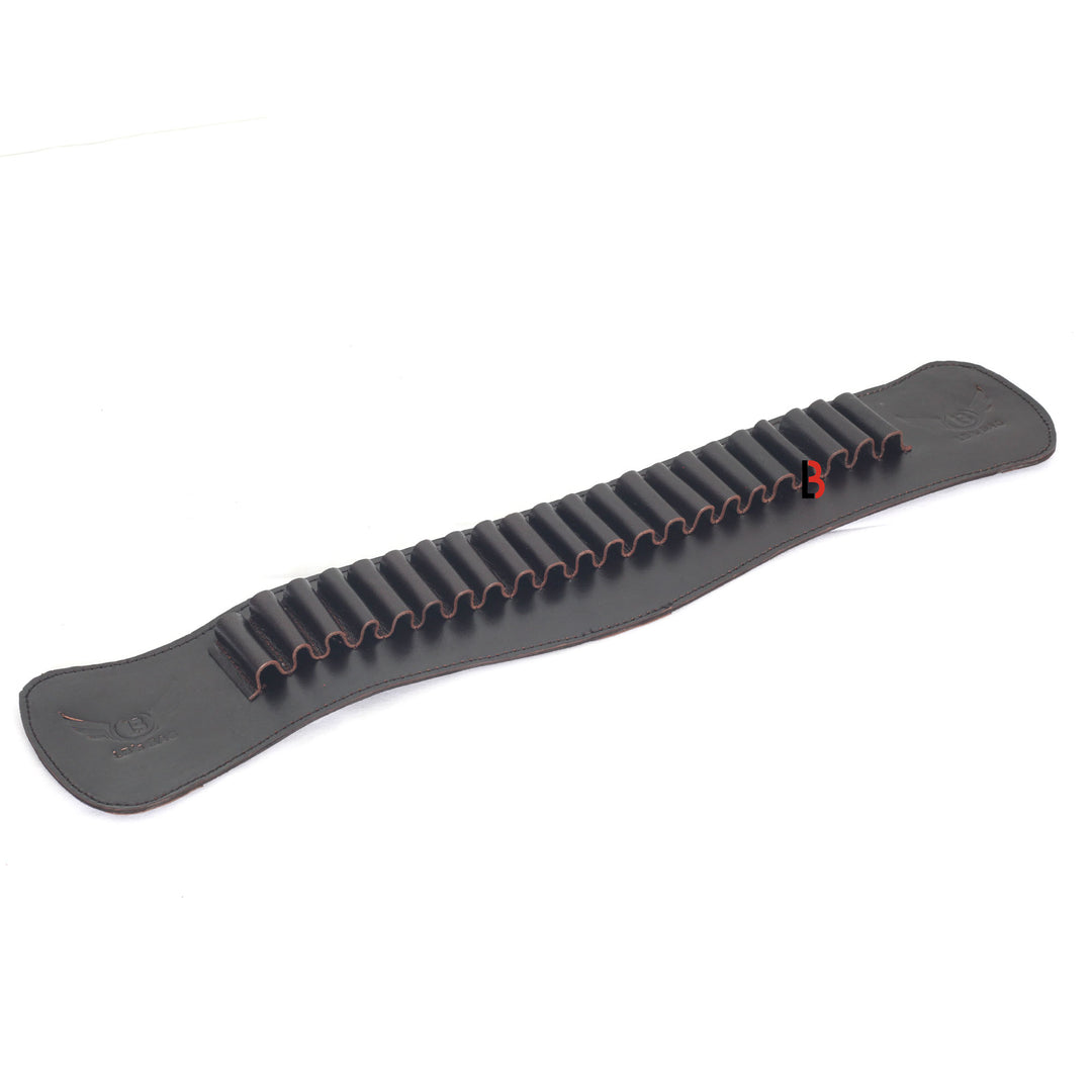 Cowhide Leather Rifle Cartridge Reload Holder, Belt Loop, 22 Loops Rifle Shells - Leather Bond