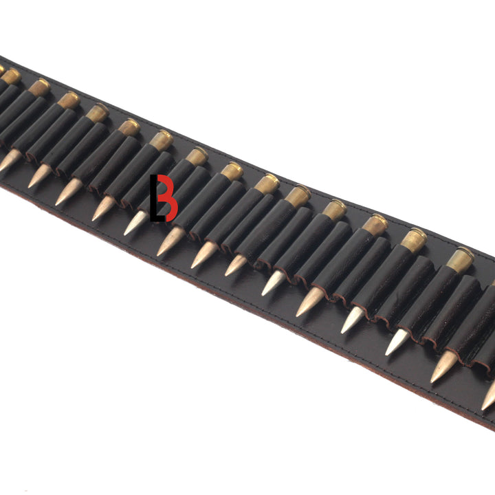 Cowhide Leather Rifle Cartridge Belt Bandolier for Rifle Shells - Hunting - Leather Bond