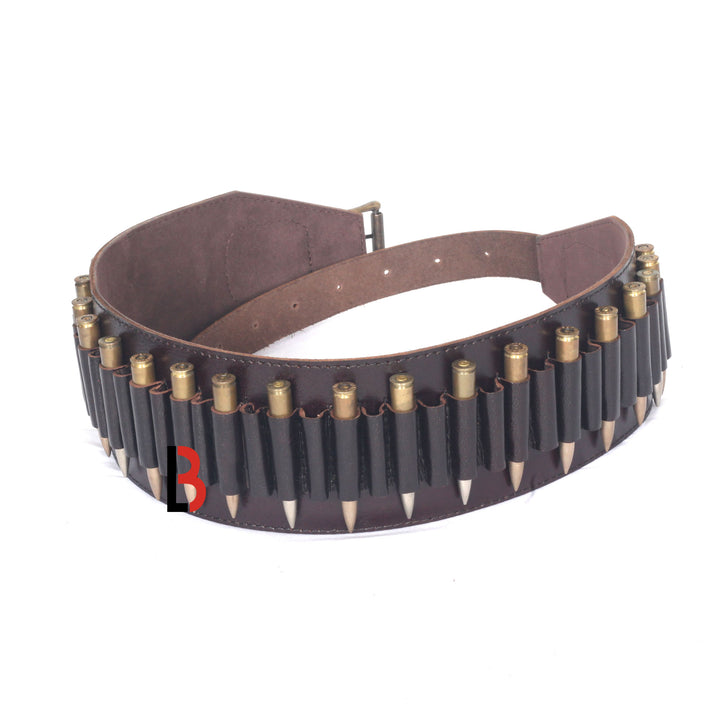 Cowhide Leather Rifle Cartridge Belt Bandolier for Rifle Shells - Hunting - Leather Bond