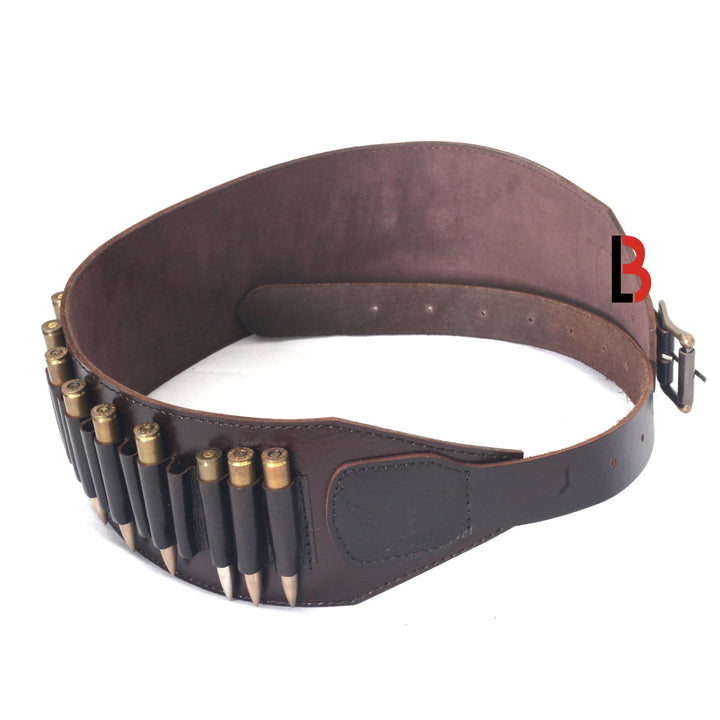 Cowhide Leather Rifle Cartridge Belt Bandolier for Rifle Shells - Hunting - Leather Bond