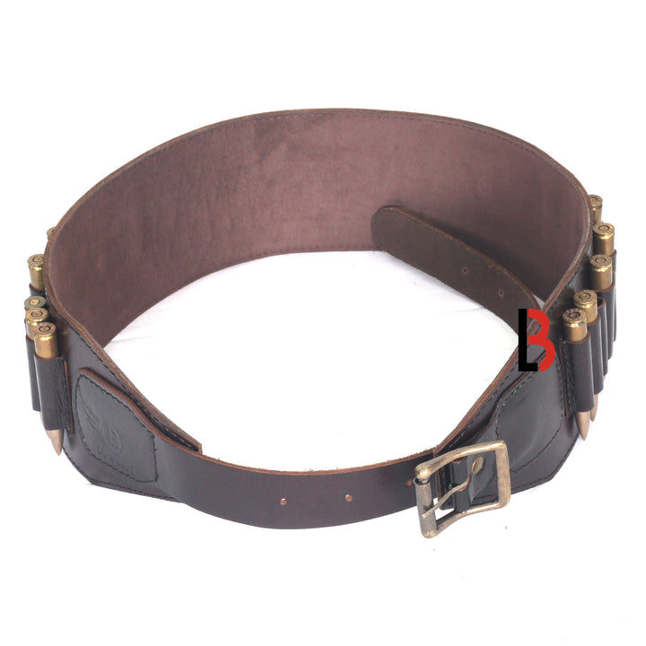 Cowhide Leather Rifle Cartridge Belt Bandolier for Rifle Shells - Hunting - Leather Bond