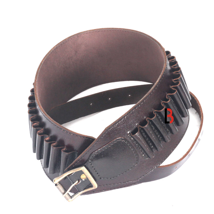 Cowhide Leather Rifle Cartridge Belt Bandolier for Rifle Shells - Hunting - Leather Bond