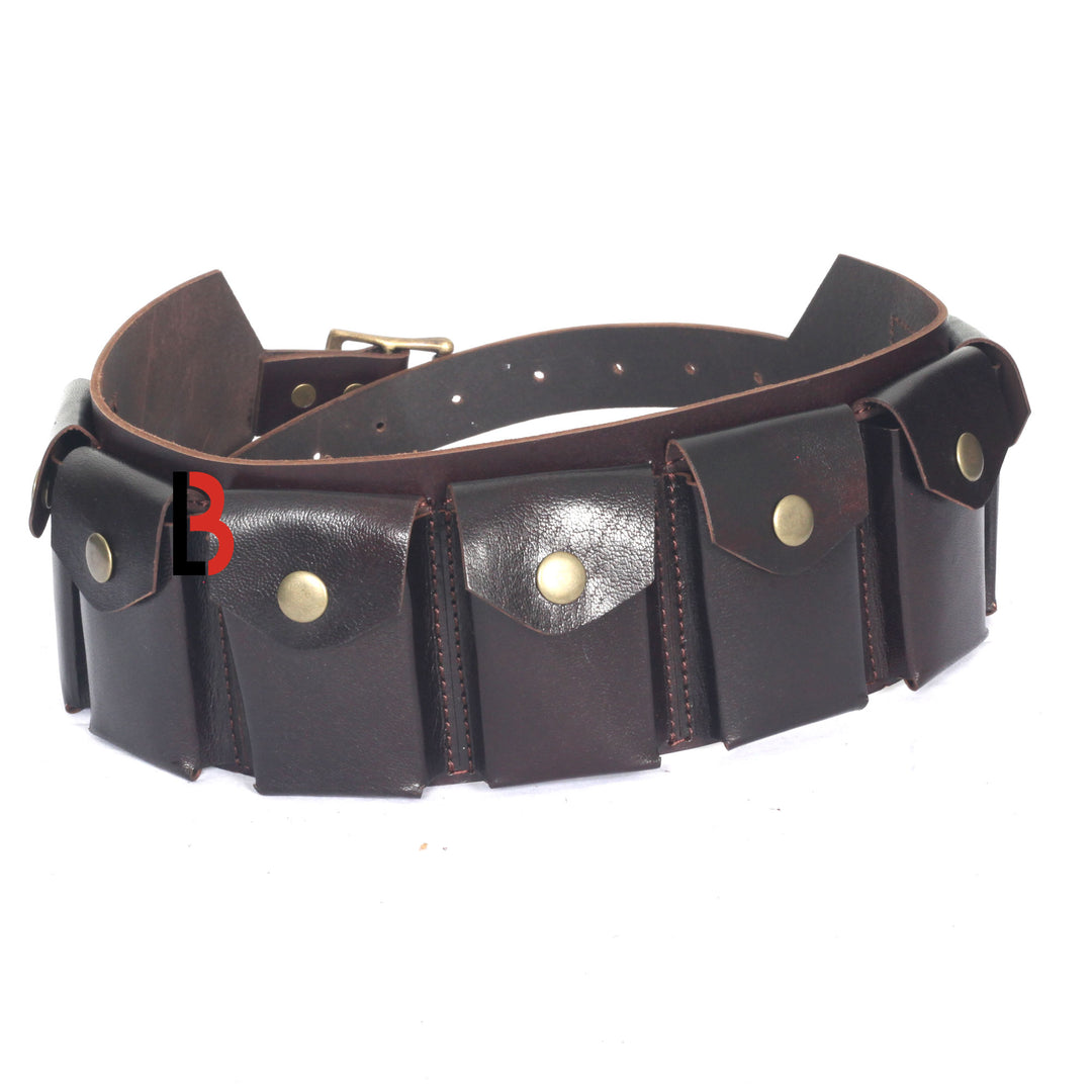 Real Leather Rifle Cartridge Bandolier Belt - Ammo Holder For Guns - Pouch Belt - Leather Bond