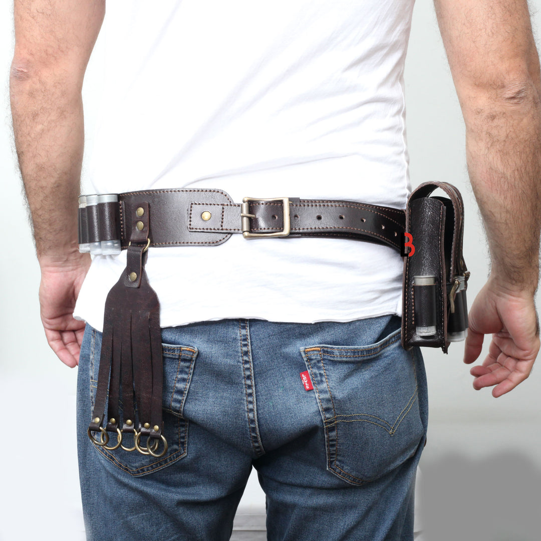 Cowhide Leather Bandolier Belt, Bird Hanger & Hunting Pouch 12 Gauge Cartridges - Leather Bond