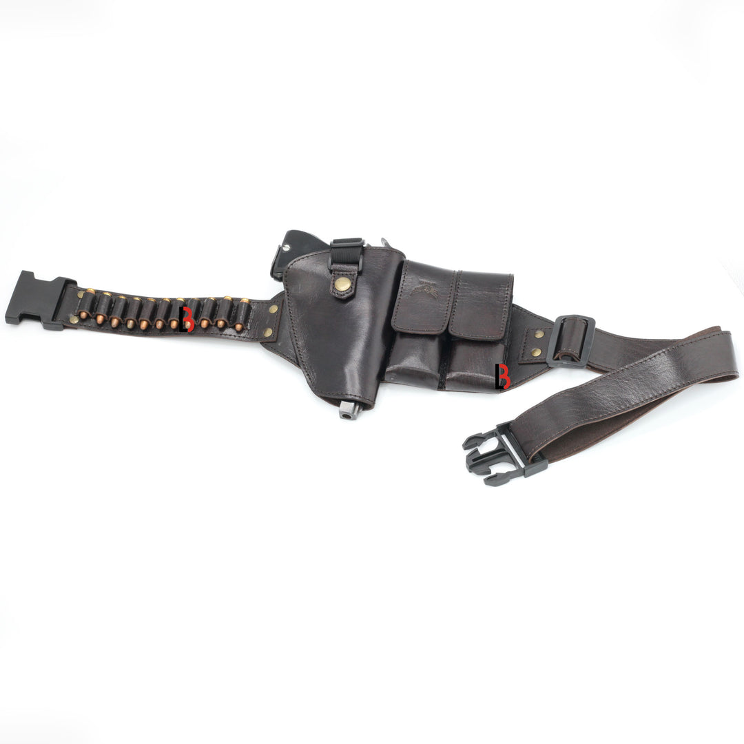 Cowhide Leather Waist Belt Concealed Holster Universal Double Mag Right Hand - Leather Bond