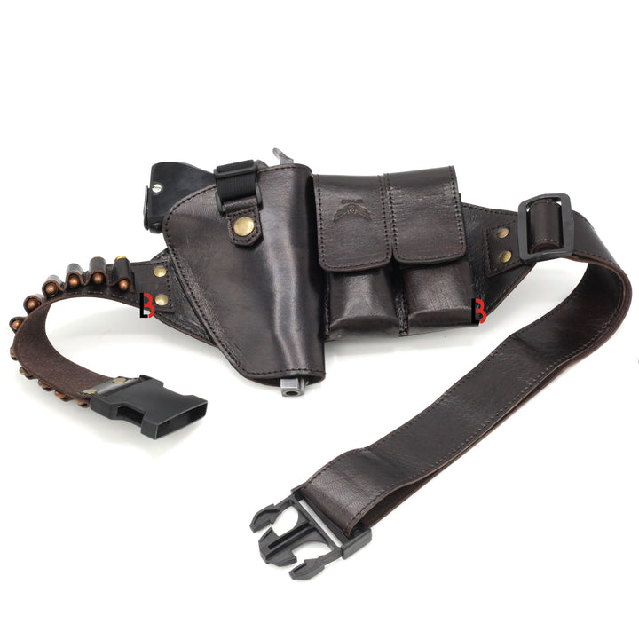 Cowhide Leather Waist Belt Concealed Holster Universal Double Mag Right Hand - Leather Bond