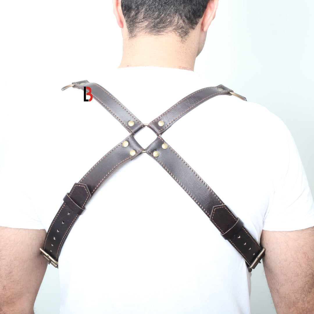 Cowhide Leather Shotshell Bandolier Belt and Shoulder Harness Hunting Ammo Pouch - Leather Bond