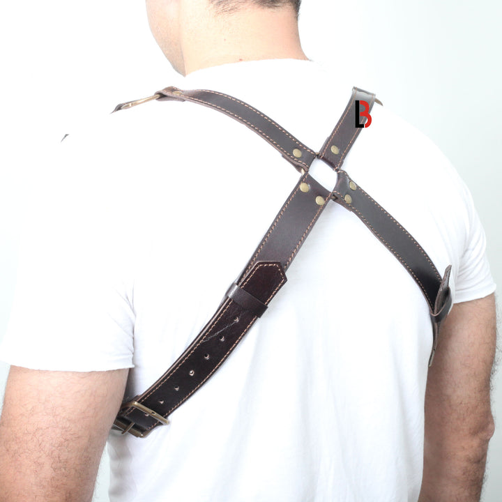 Cowhide Leather Shotshell Bandolier Belt and Shoulder Harness Hunting Ammo Pouch - Leather Bond