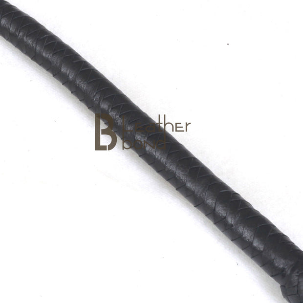 Bull Whip 2.6 Foot 8 Plaits Cow Hide Leather Bullwhip Black Single Tail