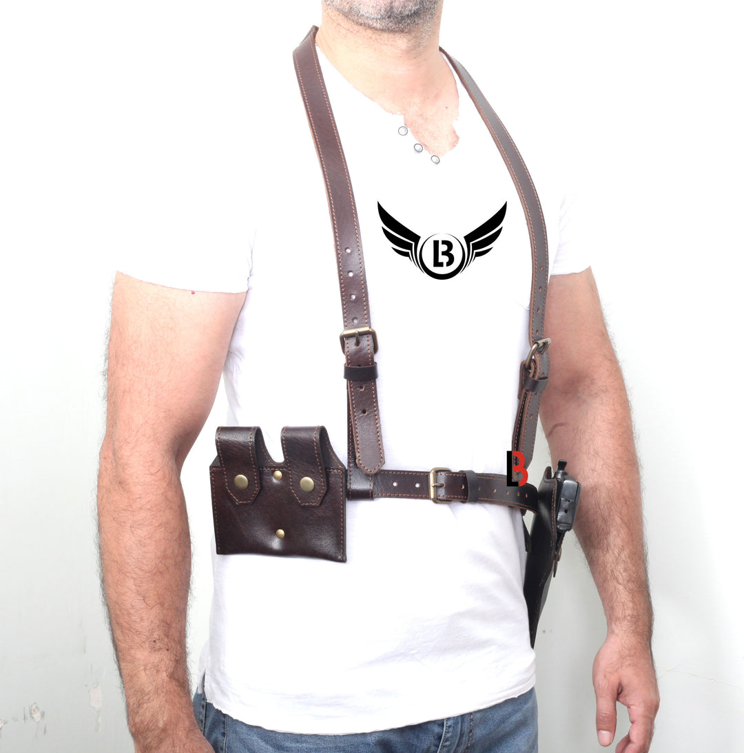 Universal Leather Shoulder Holster Waist Belt Vertical Concealed Holster - Leather Bond