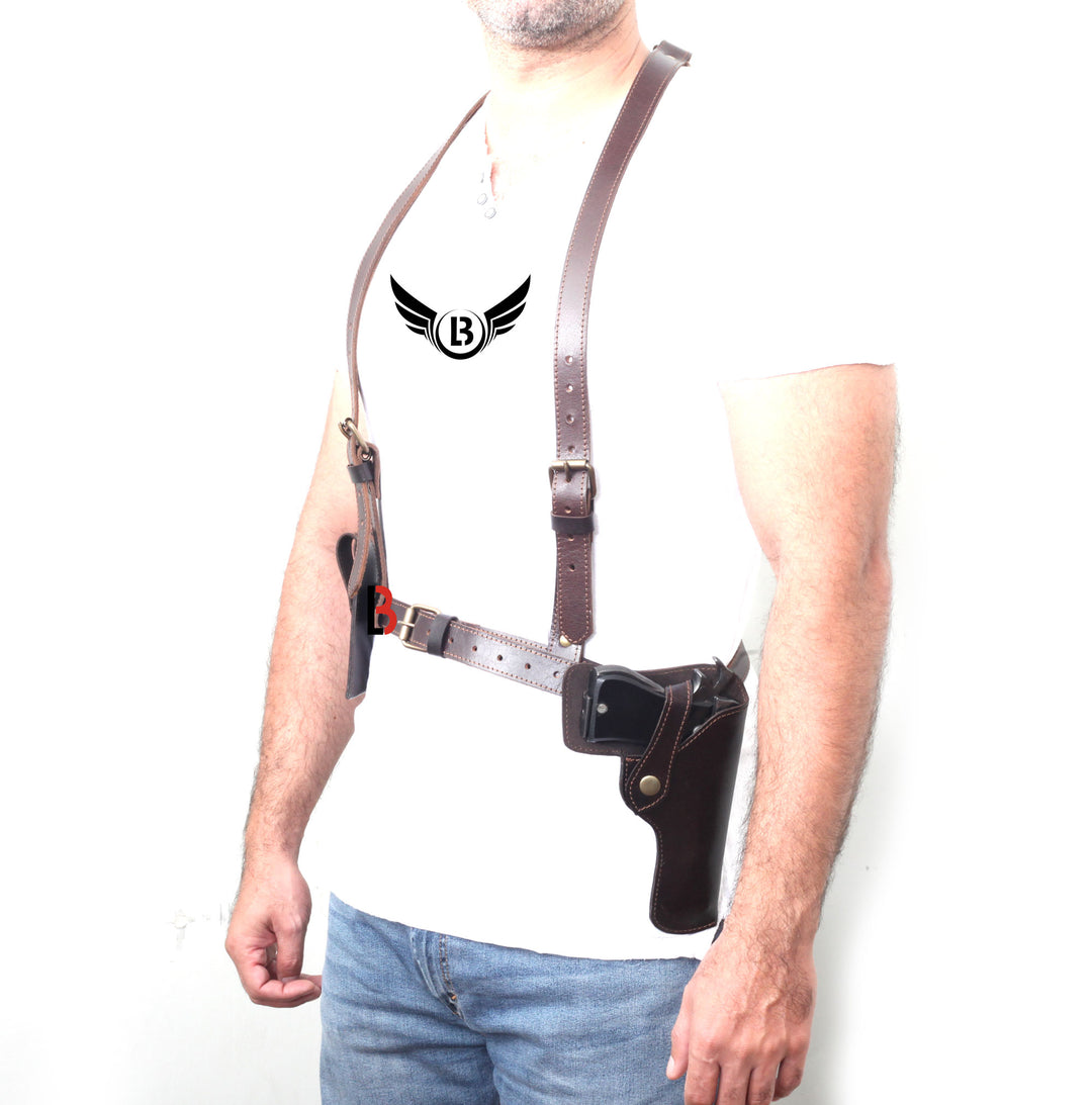 Universal Leather Shoulder Holster Waist Belt Vertical Concealed Holster - Leather Bond