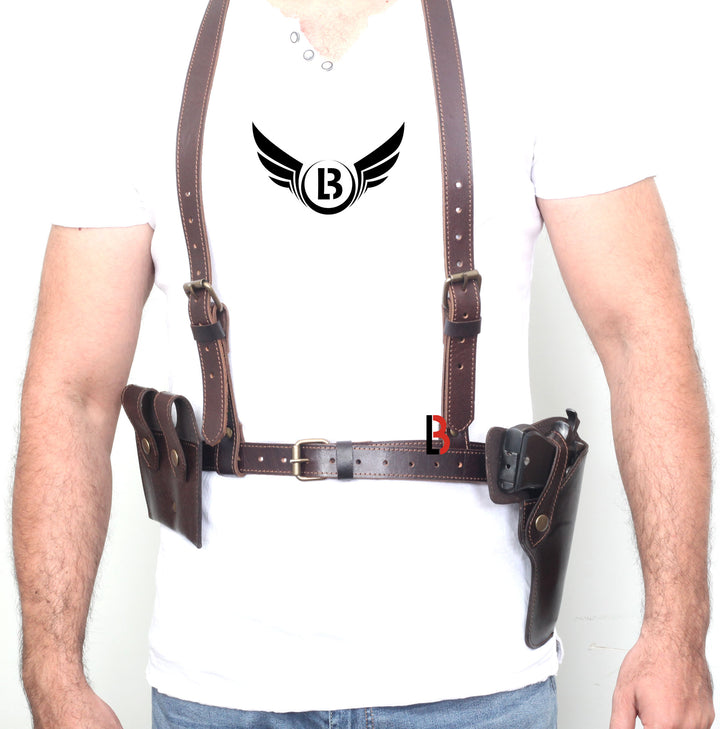 Universal Leather Shoulder Holster Waist Belt Vertical Concealed Holster - Leather Bond