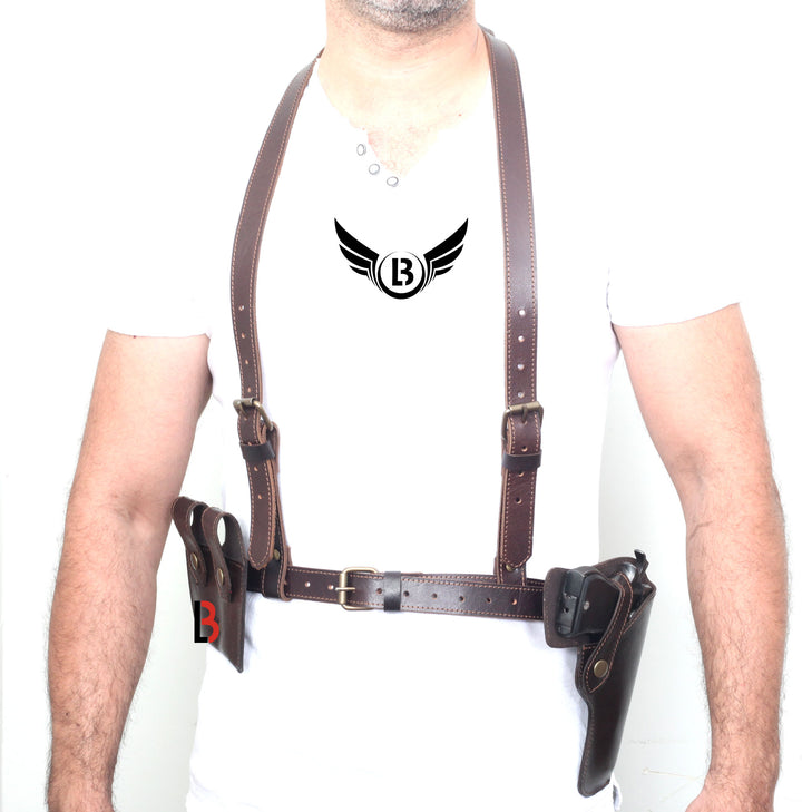Universal Leather Shoulder Holster Waist Belt Vertical Concealed Holster - Leather Bond