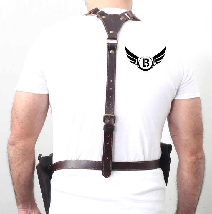 Universal Leather Shoulder Holster Waist Belt Vertical Concealed Holster - Leather Bond