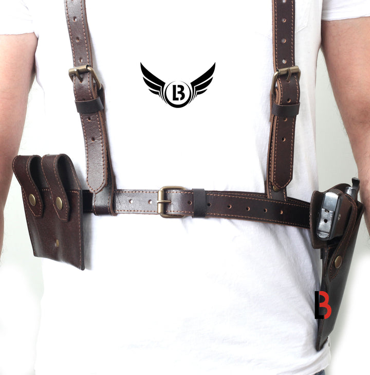 Universal Leather Shoulder Holster Waist Belt Vertical Concealed Holster - Leather Bond