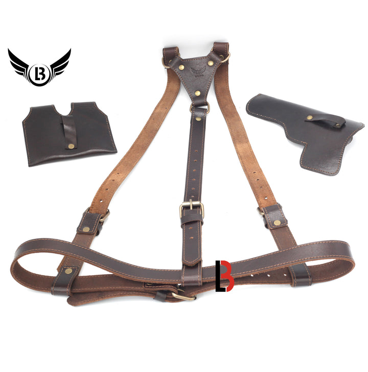 Universal Leather Shoulder Holster Waist Belt Vertical Concealed Holster - Leather Bond