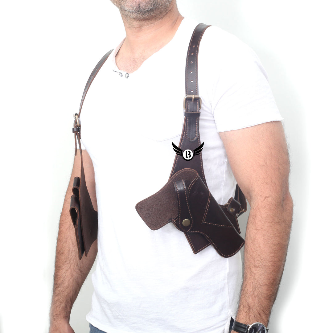 Cowhide Leather Vertical Concealed Holster Right and Left Handers Universal Size - Leather Bond